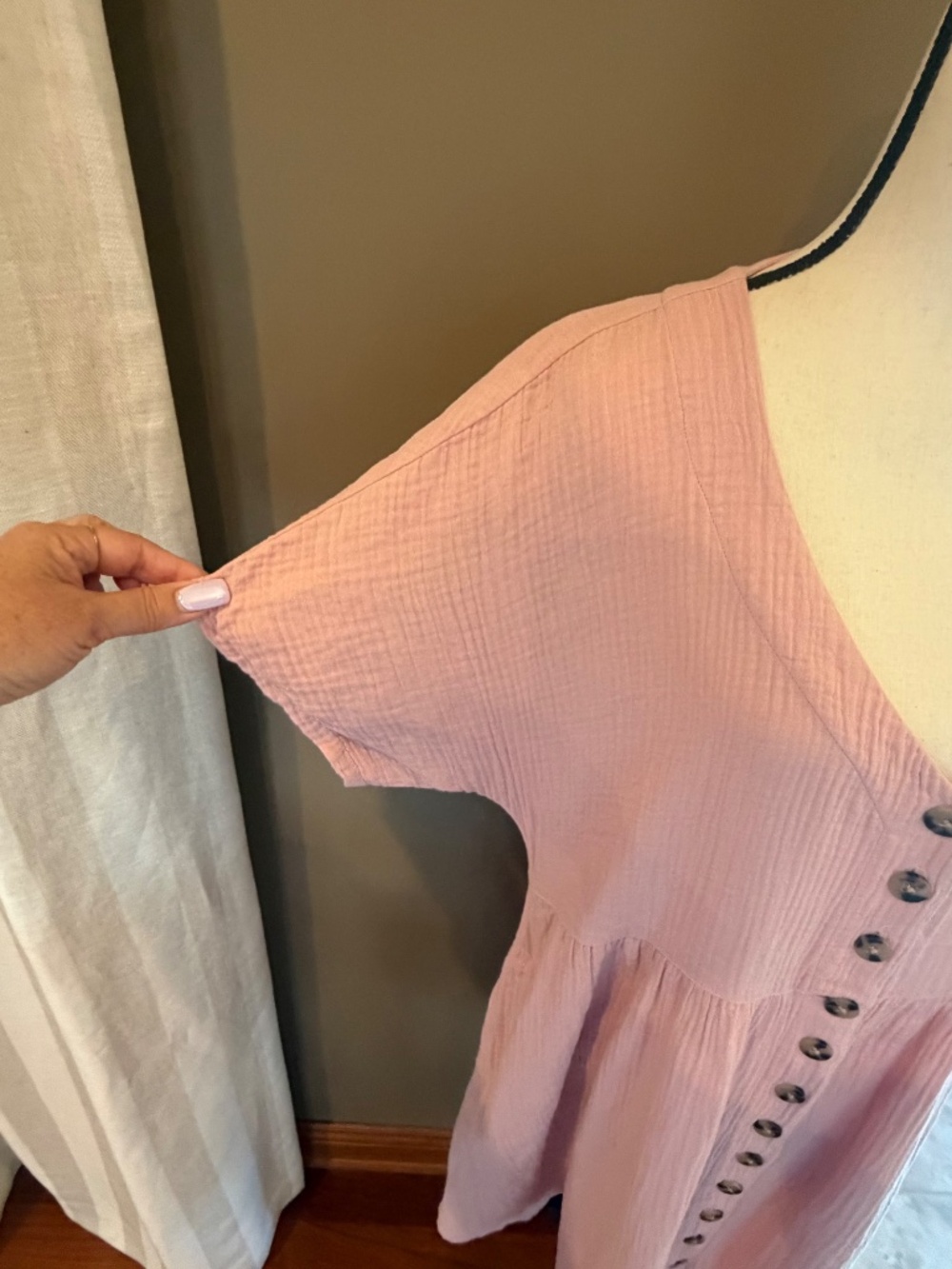 Madewell Pink Lightspun Button Front Minidress Gauzy Beachy, Size Medium - Picture 3 of 10